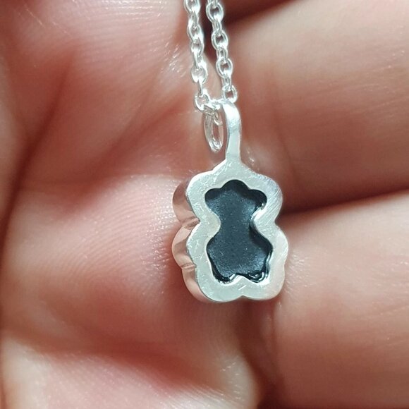 Tous Sterling Silver Black Bear Onyx Necklace - Picture 2 of 7